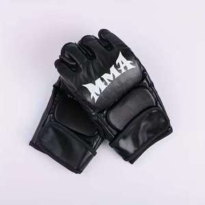 Best MMA Boxing Gloves MMA Half Finger Boxing Grappling Gloves Real Cowhide Leather Moisture Wicking Windproof Breathable - Product Image 5