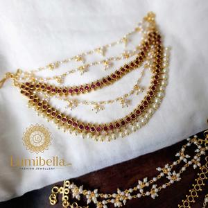 <b>Ruby</b>-Pearl Champaswaralu Gold Freshwater Pearl Stainless Steel <b>Necklace</b> - Product Image 1