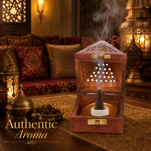 Luxury Handmade Wooden Pyramid Bakhoor Burner Box | Arabic <b>Oud</b> Incense Burner with Brass Cup | Wooden Incense Holder for Home - Product Image 4