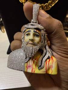 Colgante Hip Hop Jesús de Plata 925 con Moissanita VVS, Colgante Religioso para Hombre, Joyería de Fe Cristiana, Colgante Hip Hop - Product Image 4