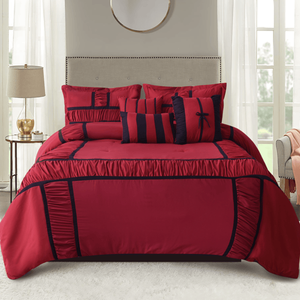 7-Piece Microfiber <b>Comforter</b> <b>Set</b> with Ruffle and Patchwork Premium Bedding Collection - Product Image 2