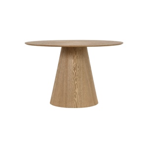 Mid Century Modern Round <b>Dining</b> <b>Table</b> Solid Wood Conical Pedestal Base Natural Oak Finish for Kitchen Living Room Furniture - Product Image 1