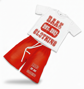 OEM Manufacturer Custom printed logo Mens T Shirt and Short 2 Piece Summer Set sun fade washed in multi colors - Product Image 4