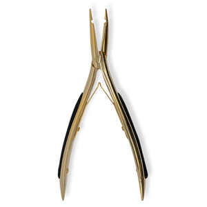 Pince de retrait d'extensions capillaires électroplaquée or, à pointe fine, outil d'ouverture de micro-anneaux, poignée ergonomique souple, fournitures de salon pour extensions - Product Image 1