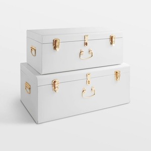 Coffre en métal vintage grand format, durable et écoresponsable, design européen, artisanat Unicorn |   Boîte de rangement décorative pour couvertures - Product Image 3