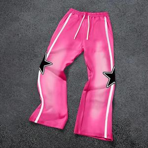 Pantalones Deportivos Rosa con Logo Personalizado, Estilo Y2K, Parches de Estrellas, Corte Holgado, Franjas Laterales, Pantalones Anchos de Chándal para Hombre - Product Image 5