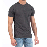 Donkergrijs katoenen T-shirt voor heren, normale mouw, O-hals, normale pasvorm, casual streetwear, jersey gebreid, effen kleur, sneldrogend, lichtgewicht