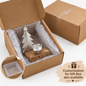 Support de bougie en métal pour sapin de Noël, avec base en bois, décoration rustique pour la maison, centre de table, décoration de festival, vente en gros - Product Image 5