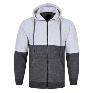 Sweat à capuche zippé intégral noir uni pour homme, avec broderie et impression numérique, performance athlétique, en polaire oversize - Product Image 1