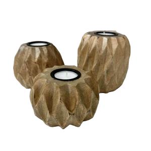 Pots de bougie chauffe-plat citrouille faits à la main décoration d'Halloween artisanat naturel bougeoir ensemble de 3 fournitures de noël - Product Image 1