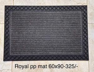 Paillasson moderne en caoutchouc rectangulaire à bordure géométrique, tapis d'intérieur noir, fabriqué à la machine, design élégant - Product Image 2