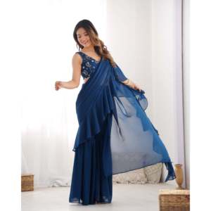 Sari Sharara de Diseñador Listo para Usar para Bodas y Fiestas - Product Image 2