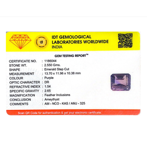 Loose Amethyst Gemstone 12.75 Carat Emerald Cut for Fine Jewelry - Product Image 4