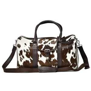 กระเป๋าเดินทางหนังแท้ลายขนสัตว์ กระเป๋าหนังวัวแบบถือสะพายสำหรับเดินทางช่วงสุดสัปดาห์  ผู้ผลิตขายส่ง OEM LHTB-0092 - Product Image 1
