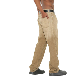 Jean baggy en denim délavé ultra large pour homme, bleu clair, coupe droite, en coton lavé, streetwear épais, grandes tailles - Product Image 2