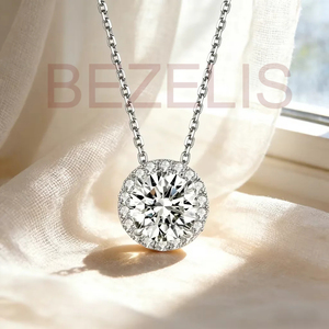Pendientes de Oro de 14K con Halo Redondo Brillante y Diamante Cultivado, Perfectos para un Estilo Clásico, Venta al Por Mayor - Product Image 3