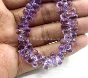 50 pièces de petites perles en améthyste rose naturelle en forme de goutte d'eau pour la fabrication de bijoux faits à la main - Product Image 6