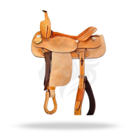 Selle Western en cuir avec arceau en bois pour l'équitation - Équipement équestre