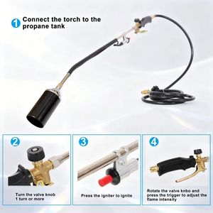 Torcia a Propano per Bruciare Erbacce con Tubo Flessibile per Giardino, Ghiaccio, Neve, Strade, Saldatura, Strumento Multiuso - Product Image 4