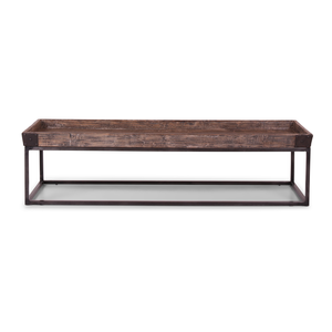 Jolie Rustic Wooden Coffee <b>Table</b> Industrial Metal Frame <b>Reclaimed</b> Wood Tray Top Contemporary Farmhouse Living Room Furniture - Product Image 1