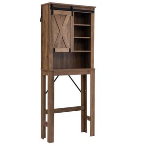 Mobiletto da Bagno in Legno con Porta Scorrevole e 3 Ripiani Regolabili, Arredo Bagno - Product Image 5