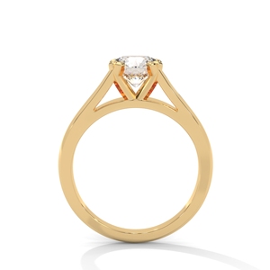 Bague solitaire en diamant taille brillant rond avec une bande conique de style cathédrale. - Product Image 2