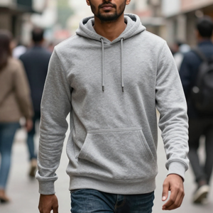 เสื้อฮู้ดเฟรนช์เทอร์รี่ผ้าฝ้ายน้ำหนักเบาแบบสวมหัวพร้อมบริการปรับแต่งแบบ OEM ODM - Product Image 1