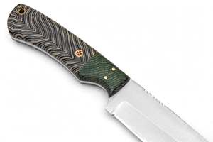 Outil artisanal en acier avec manche G10 multicouche et décor en métal mosaïque - Product Image 3