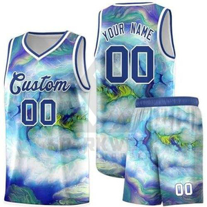 Conjunto de Uniforme de Baloncesto Personalizado, Sublimado, Degradado, Malla, Cuello en V, Sin Mangas, 100% Poliéster, Transpirable, Unisex, Adulto, Todas las Temporadas - Product Image 3