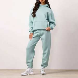 Conjunto Deportivo de 2 Piezas para Hombre, Estilo Holgado, Largo, Sólido, de Invierno, 100% Algodón, con Capucha, para Calle, Gimnasio y Fitness - Product Image 1