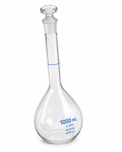 Frasco Volumétrico de Vidrio Borosilicato de 1000 ml, Cuello Largo, Clase A, Tapón de Precisión, Material de Laboratorio - Product Image 4