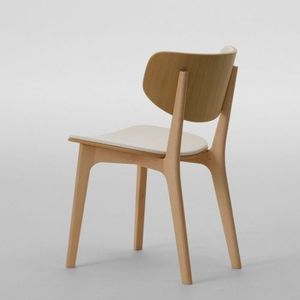 Chaise de salle à manger moderne en teck massif avec pieds coniques, chaise rembourrée pour hôtel, restaurant, café, salle à manger - Product Image 3
