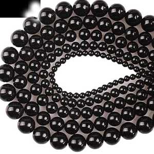 Ónix Negro Natural de Primera Calidad, Cuentas Sueltas Lisas para Joyería, Fabricación de Pulseras y Collares, Gemas Zubeda, Color Rajasthan - Product Image 1