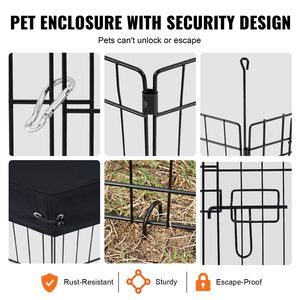 Recinto Pieghevole per Cani in Metallo, 8 Pezzi, 76x61 cm, in Tessuto Oxford 600D, per Interni ed Esterni, con Porta e Recinzione - Product Image 5
