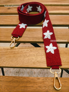 Handcrafted Luxury Eco-Friendly High Quality Portable Beaded Strap Red White Star Pattern Fashionable Purse <b>Bag</b> <b>Accessory</b> - Product Image 4