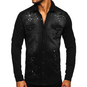 Camisa de Mezclilla al por Mayor, Camisa de Mezclilla de Manga Larga para Hombre, Camisas de Mezclilla Ajustadas de Manga Larga para Otoño, Diseño OEM de Primera Calidad - Product Image 1