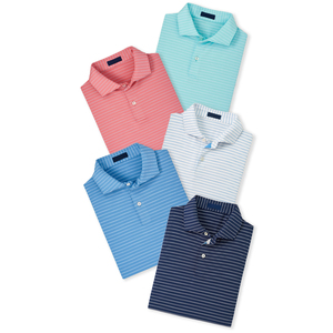 Polo rayé à manches courtes pour homme '' SOSH4 '' Coupe classique Tissu tissé décontracté Col bleu clair avec motif - Product Image 1