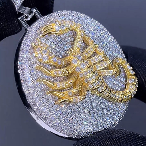 Collar Hip Hop de Oro Blanco con Colgante de Escorpión Helado, Amuleto de Insecto Animal, Cadena Cubana de Plata con Circonitas Brillantes, Joyería para Hombre Rapper - Product Image 4