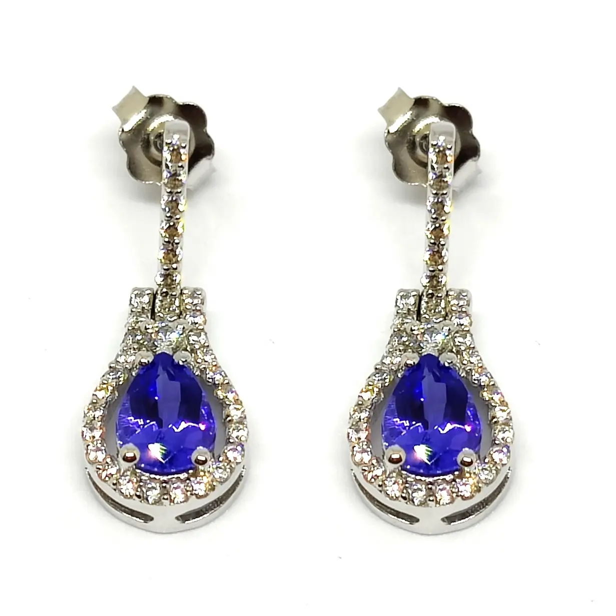 Handmade Silver earrings pendant set Design 925 Silver Earrings Design with best quality colored Tanzanite CZ for Working Women