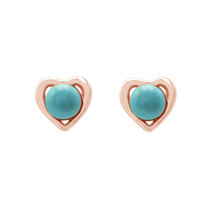 Boucles d'oreilles fines en forme de cœur avec pierre précieuse turquoise, 100% argent massif 925, bijoux classiques pour femmes, à porter au quotidien - Product Image 4