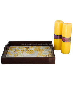 Plateau de service en bois émaillé fabriqué à la main forme ronde meilleure qualité avec motif floral produit cadeau unique par FWE - Product Image 5