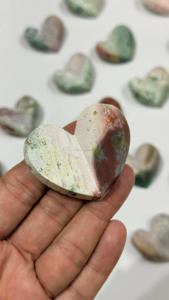 Unicorn Jasper <b>Mini</b> 3D Heart Natural Crystal Heart Small Carved Gemstone Healing Crystal Pocket Stone Gift - Product Image 3