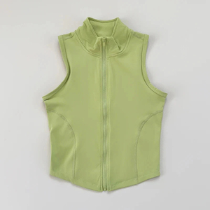 Chaleco deportivo sin mangas para mujer, chaleco de secado rápido, top deportivo corto para mujer, chaleco de ejercicio con cuello alto y cremallera - Product Image 1