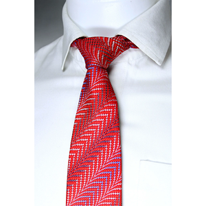 Corbata Benon Premium con Patrón Chevron Rojo y Azul para Hombre |   Corbata elegante de diseño tejida para negocios, bodas y ocasiones formales - Product Image 1