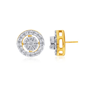 Pendientes de Diamantes Redondos Clásicos con Incrustaciones de Diamantes Esféricos, Chapados en Oro de 18K, Joyería de Boda para Mujer - Product Image 3