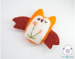 Mini Búho de Fieltro y Lana, Decoración Animal de Fieltro Hecha a Mano, Naranja, Blanco, Rojo, 7 cm, Manualidades Infantiles para Interiores - Product Image 4