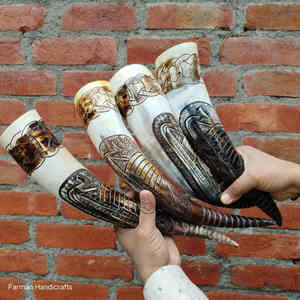 Cuerno para beber hecho a mano con forma de barco vikingo, de cuerno natural de toro, taza de cerveza reutilizable y a prueba de fugas al mejor precio. - Product Image 4