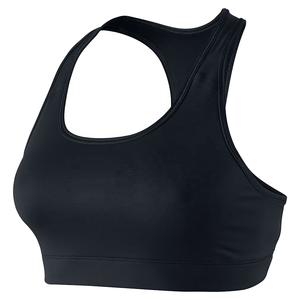 Black Women's High Support Racerback Sports <b>Bra</b> with U-NECK Breathable Spandex/Polyester Fabric for Yoga Workouts - Product Image 1