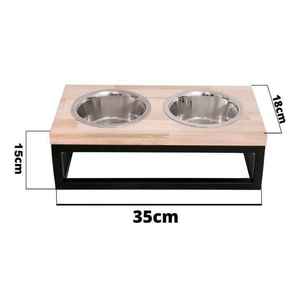 Station d'alimentation pour animaux de compagnie : Gamelle double surélevée pour chien et chat (nourriture et eau) - Product Image 2