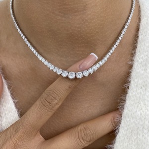 Collar de tenis de lujo vintage con corte brillante |   Elegante Anillo de Diamantes Continuos para Mujer, Oro Blanco de 18K, para Boda - Product Image 2